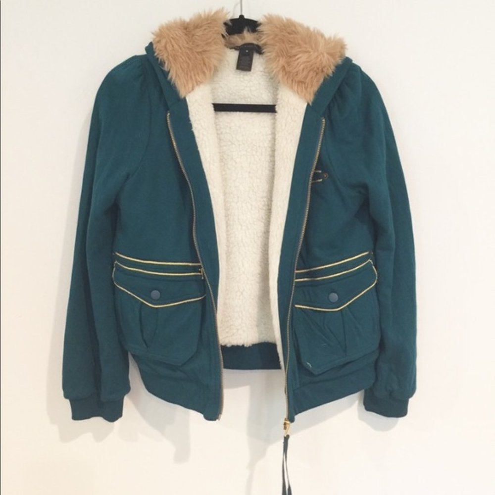 Marc By Marc Jacobs Teal Sherpa-lined Hoodie
